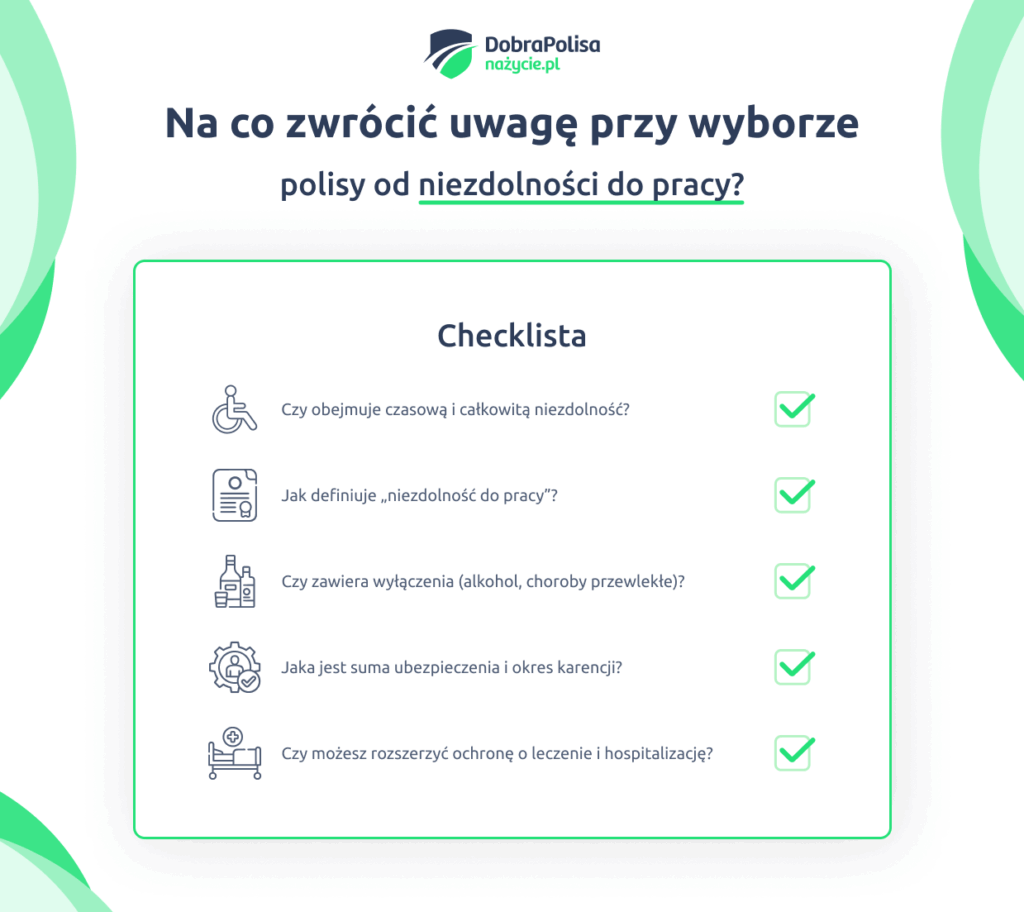 Na co zwrócić uwagę przy wyborze polisy od niezdolności do pracy?